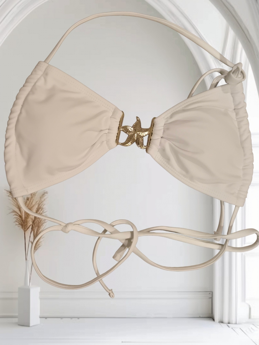 Metal Starfish Bikini Top In White Size S NWOT
